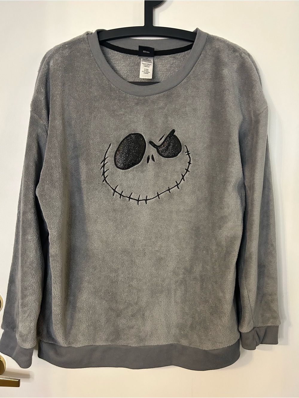 Disney Women’s Nightmare Before Christmas Gray Jack Skellington Plush Sweatshirt
